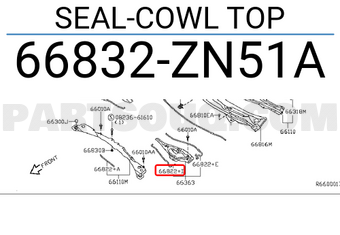 Nissan 66832ZN51A SEAL-COWL TOP