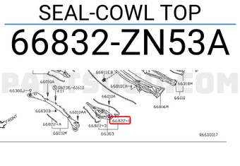 Nissan 66832ZN53A SEAL-COWL TOP