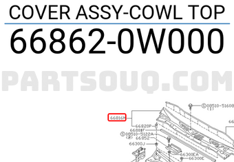 Nissan 668620W000 COVER ASSY-COWL TOP