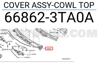 Nissan 668623TA0A COVER ASSY-COWL TOP