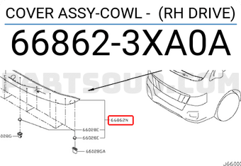 Nissan 668623XA0A COVER ASSY-COWL - (RH DRIVE)