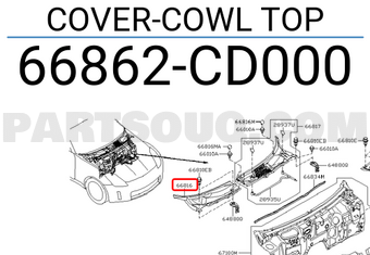 Nissan 66862CD000 COVER-COWL TOP