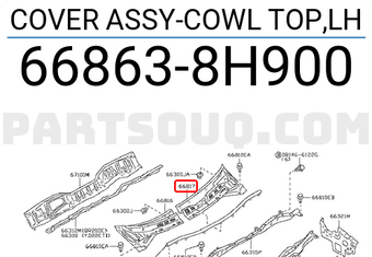 Nissan 668638H900 COVER ASSY-COWL TOP,LH