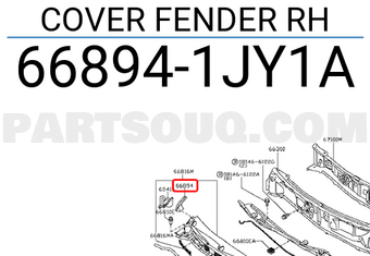 Nissan 668941JY1A COVER FENDER RH