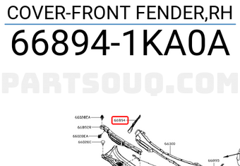 Nissan 668941KA0A COVER-FRONT FENDER,RH
