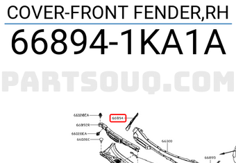 Nissan 668941KA1A COVER-FRONT FENDER,RH