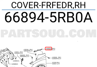Nissan 668945RB0A COVER-FRFEDR,RH