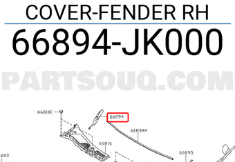 Nissan 66894JK000 COVER-FENDER RH