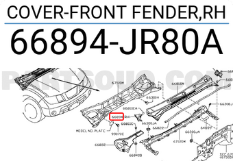 Nissan 66894JR80A COVER-FRONT FENDER,RH