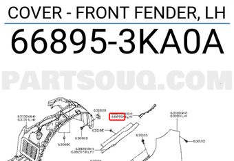 Nissan 668953KA0A COVER - FRONT FENDER, LH