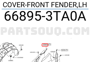 Nissan 668953TA0A COVER-FRONT FENDER,LH