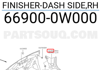 Nissan 669000W000 FINISHER-DASH SIDE,RH