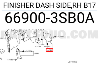 Nissan 669003SB0A FINISHER DASH SIDE,RH B17