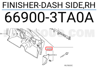 Nissan 669003TA0A FINISHER-DASH SIDE,RH