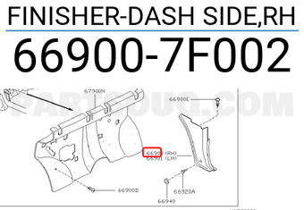 Nissan 669007F002 FINISHER-DASH SIDE,RH