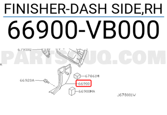 Nissan 66900VB000 FINISHER-DASH SIDE,RH