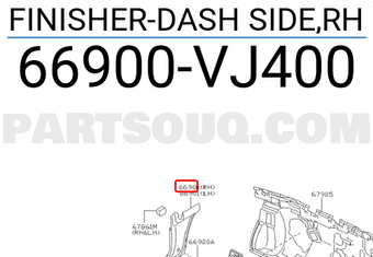 Nissan 66900VJ400 FINISHER-DASH SIDE,RH
