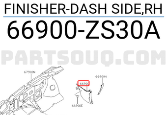 Nissan 66900ZS30A FINISHER-DASH SIDE,RH