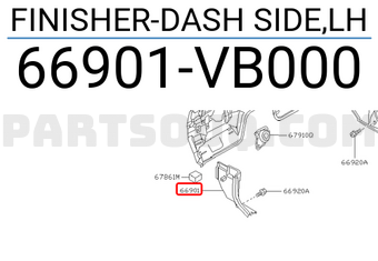 Nissan 66901VB000 FINISHER-DASH SIDE,LH