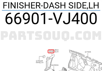 Nissan 66901VJ400 FINISHER-DASH SIDE,LH