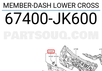 Nissan 67400JK600 MEMBER-DASH LOWER CROSS