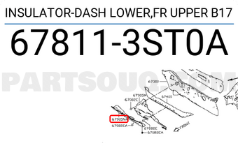 Nissan 678113ST0A INSULATOR-DASH LOWER,FR UPPER B17
