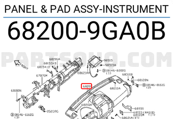 Nissan 682009GA0B PANEL & PAD ASSY-INSTRUMENT