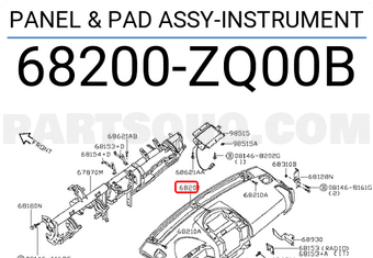Nissan 68200ZQ00B PANEL & PAD ASSY-INSTRUMENT