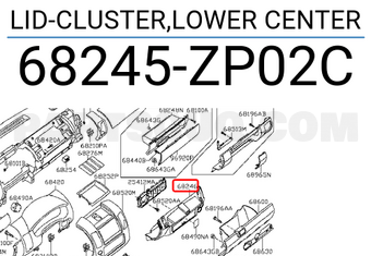 Nissan 68245ZP02C LID-CLUSTER,LOWER CENTER