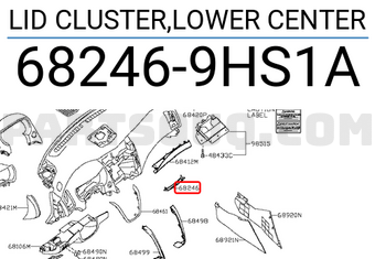 Nissan 682469HS1A LID CLUSTER,LOWER CENTER
