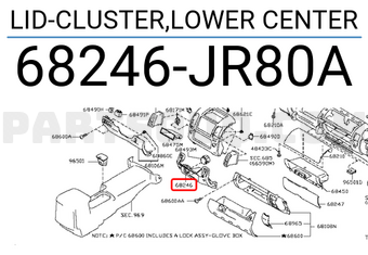 Nissan 68246JR80A LID-CLUSTER,LOWER CENTER