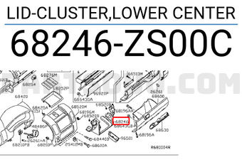 Nissan 68246ZS00C LID-CLUSTER,LOWER CENTER