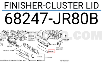 Nissan 68247JR80B FINISHER-CLUSTER LID