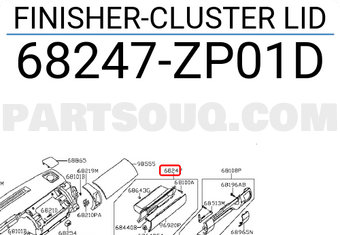 Nissan 68247ZP01D FINISHER-CLUSTER LID