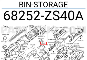 Nissan 68252ZS40A BIN-STORAGE