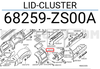 Nissan 68259ZS00A LID-CLUSTER