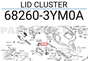 Nissan 682603YM0A LID CLUSTER