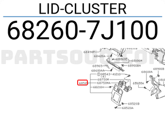 Nissan 682607J100 LID-CLUSTER