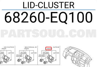 Nissan 68260EQ100 LID-CLUSTER