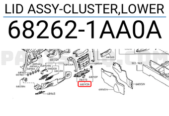 Nissan 682621AA0A LID ASSY-CLUSTER,LOWER
