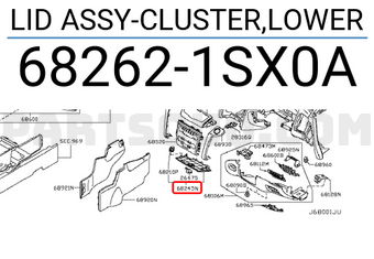 Nissan 682621SX0A LID ASSY-CLUSTER,LOWER