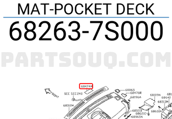Nissan 682637S000 MAT-POCKET DECK