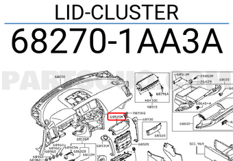 Nissan 682701AA3A LID-CLUSTER