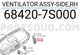 Nissan 684207S000 VENTILATOR ASSY-SIDE,RH
