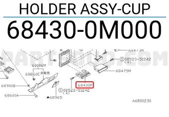 Nissan 684300M000 HOLDER ASSY-CUP