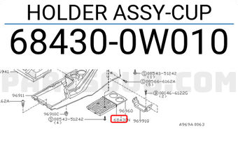 Nissan 684300W010 HOLDER ASSY-CUP