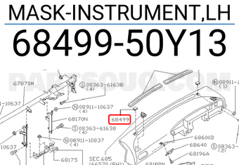 Nissan 6849950Y13 MASK-INSTRUMENT,LH