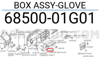 Nissan 6850001G01 BOX ASSY-GLOVE