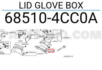 Nissan 685104CC0A LID GLOVE BOX