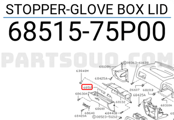 Nissan 6851575P00 STOPPER-GLOVE BOX LID